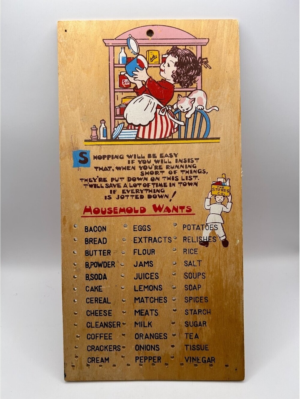 Giftcraft Vintage Wooden Shopping Reminder Peg Board 30.5 Cm Multicolor Wood